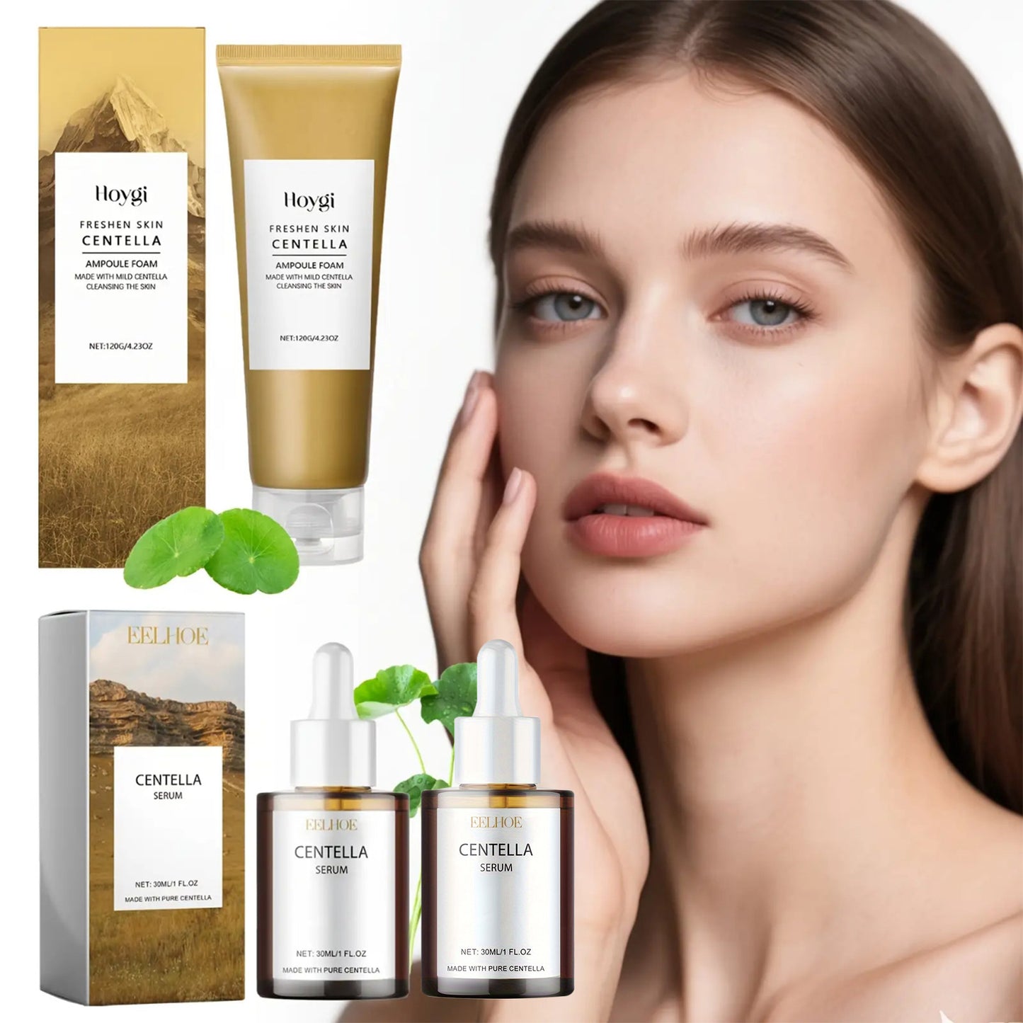 Centella Asiatica Light Beige Care Set: 1 Bottle of Centella Asiatica Cleanser + 2 Bottles of Centella Asiatica Essence