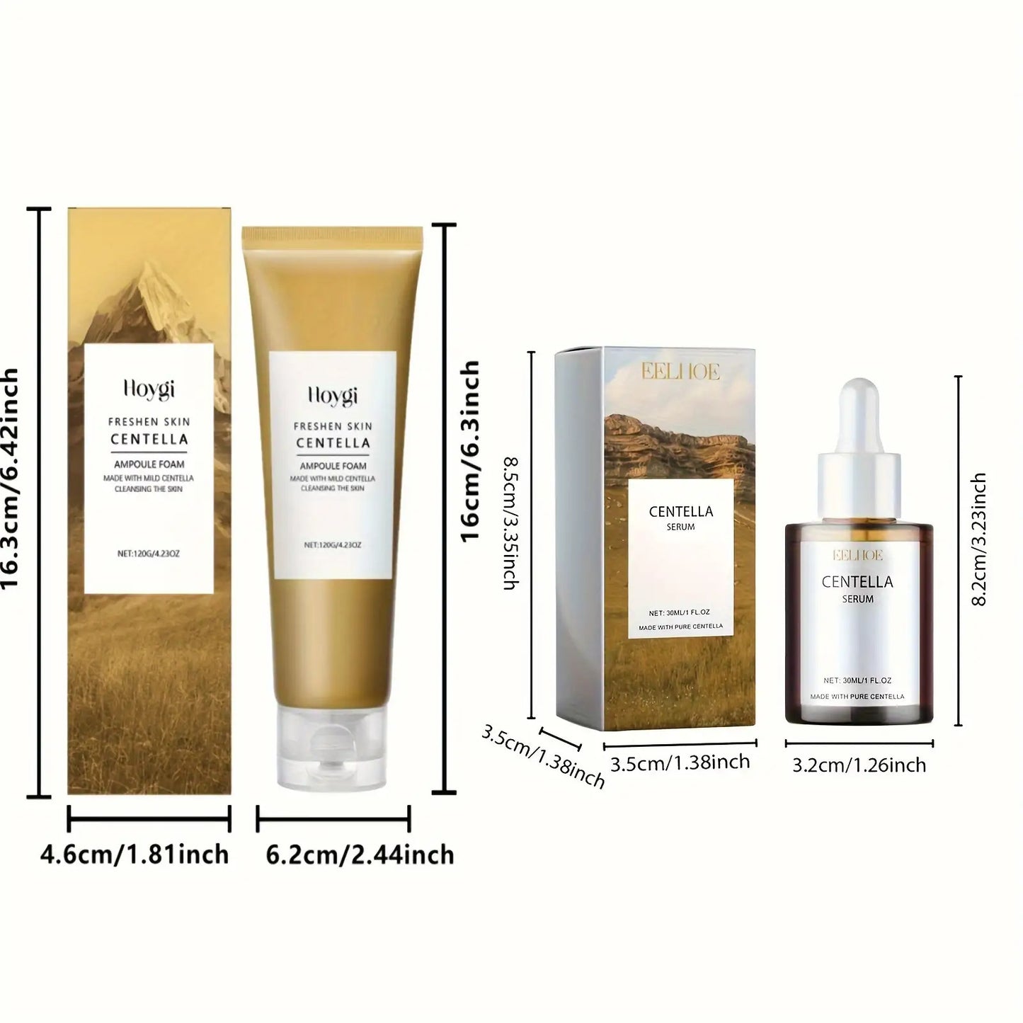 Centella Asiatica Light Beige Care Set: 1 Bottle of Centella Asiatica Cleanser + 2 Bottles of Centella Asiatica Essence