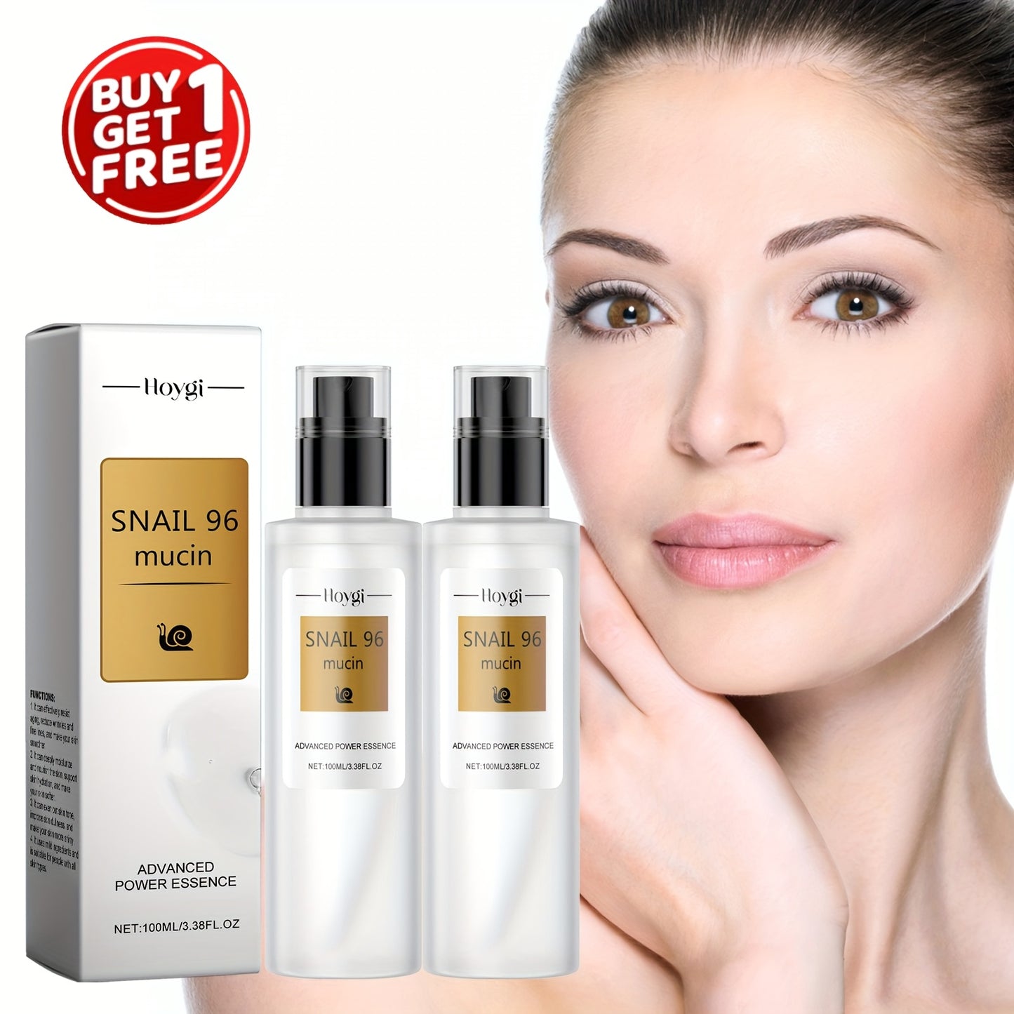 Peachy creams 2 pack 100ml*2 Snail Moisturizing Essence Hydrating Pore