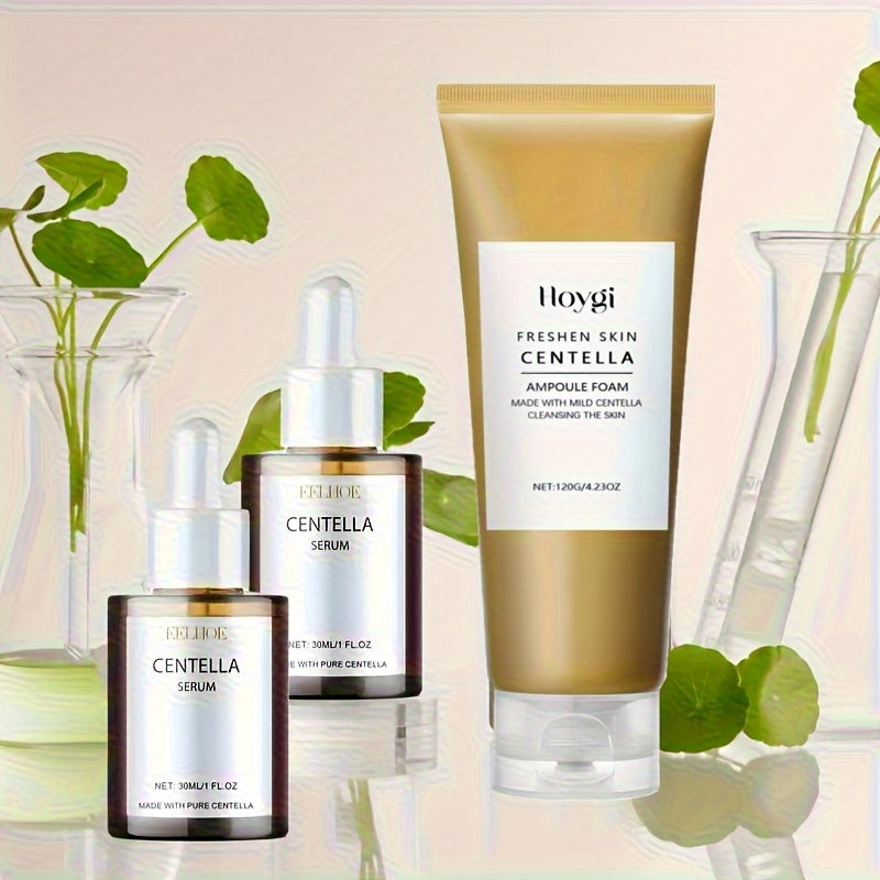 Centella Asiatica Light Beige Care Set: 1 Bottle of Centella Asiatica Cleanser + 2 Bottles of Centella Asiatica Essence