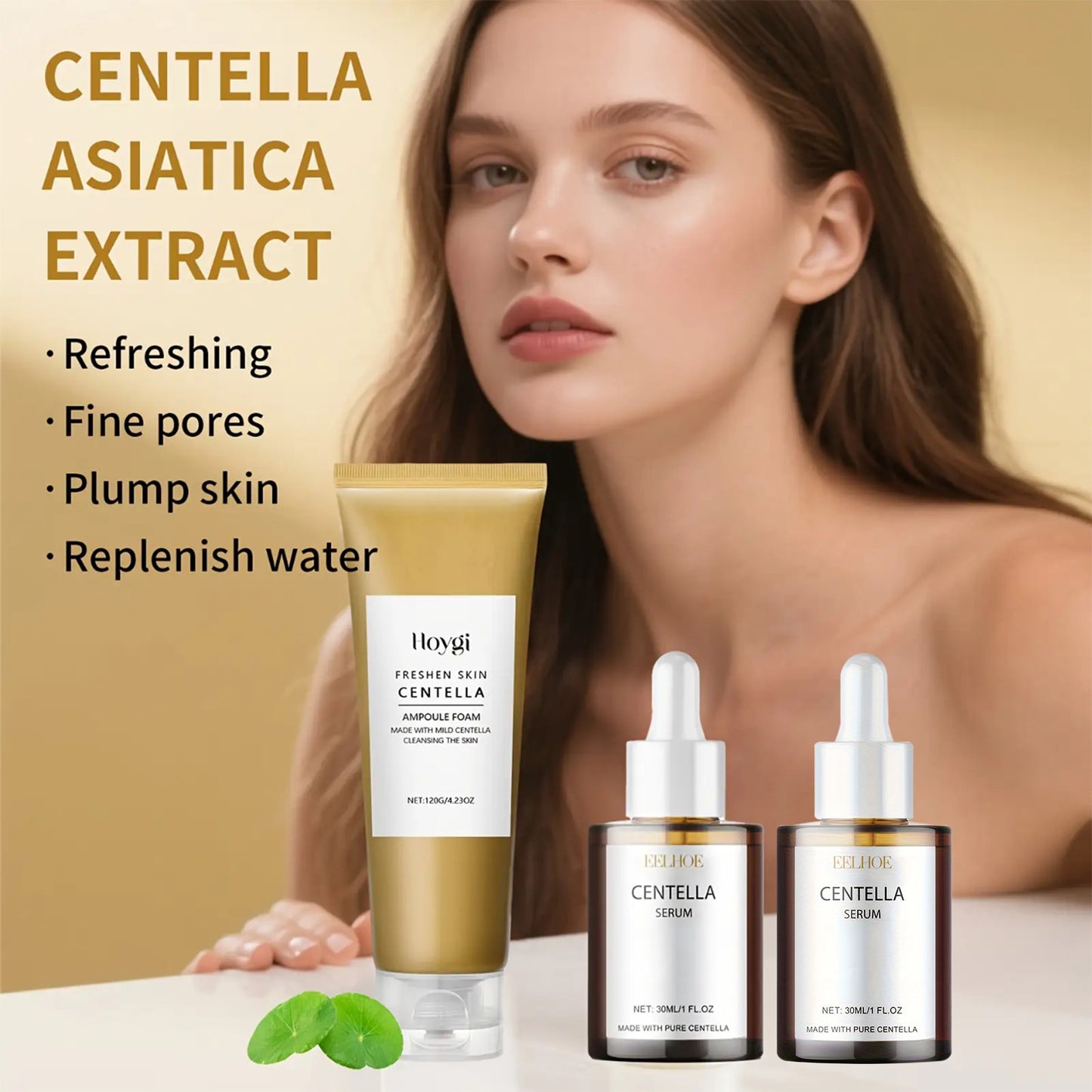 Centella Asiatica Light Beige Care Set: 1 Bottle of Centella Asiatica Cleanser + 2 Bottles of Centella Asiatica Essence