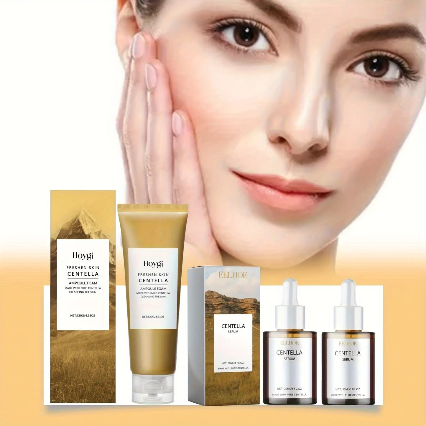 Centella Asiatica Light Beige Care Set: 1 Bottle of Centella Asiatica Cleanser + 2 Bottles of Centella Asiatica Essence